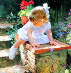 niña bajando escalon